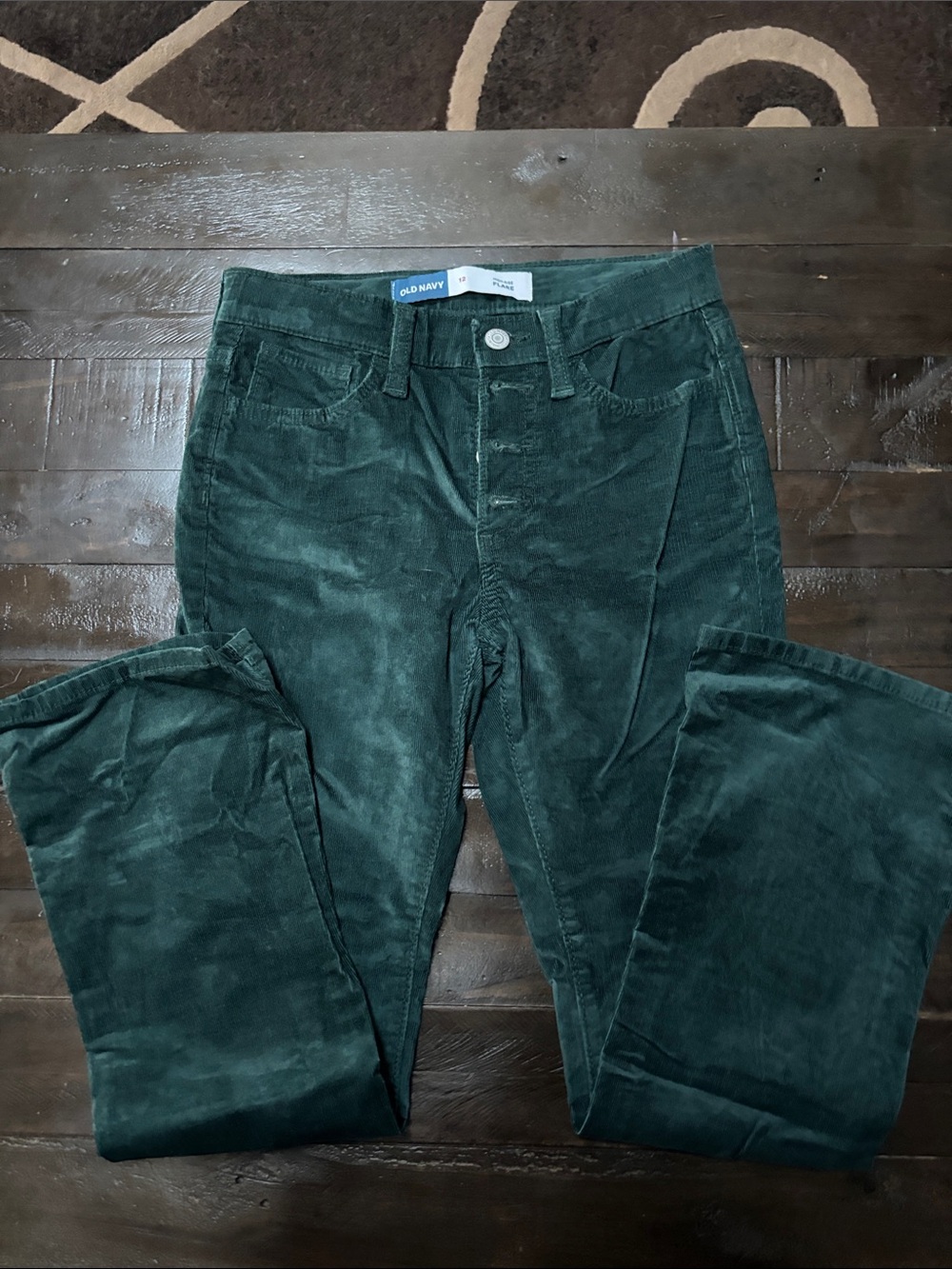 Old Navy girls emerald Green Corduroy Slim Straight flare Jeans- corduroy